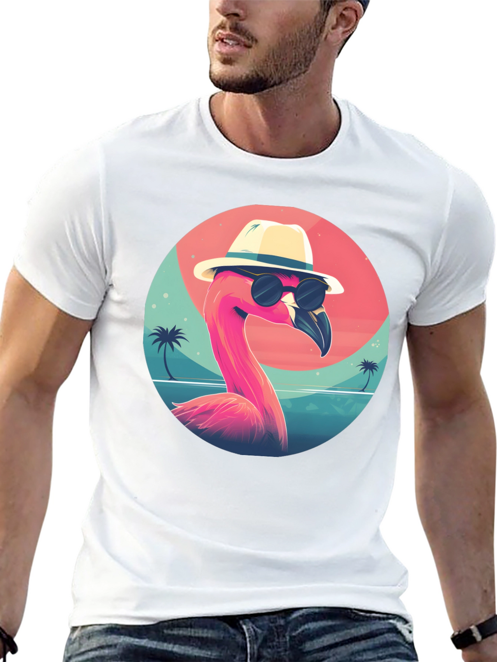 Cool Flamingo Graphic Tee - Black