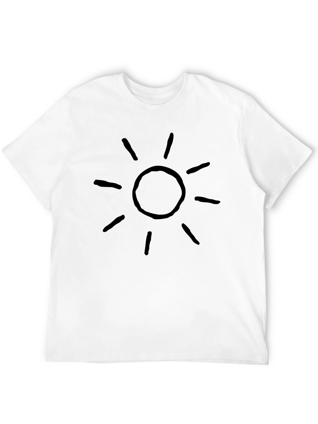 Mens Black Sun Graphic Tee - Casual Cotton T-Shirt