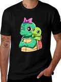 Cute Turtle Graphic Black T-Shirt