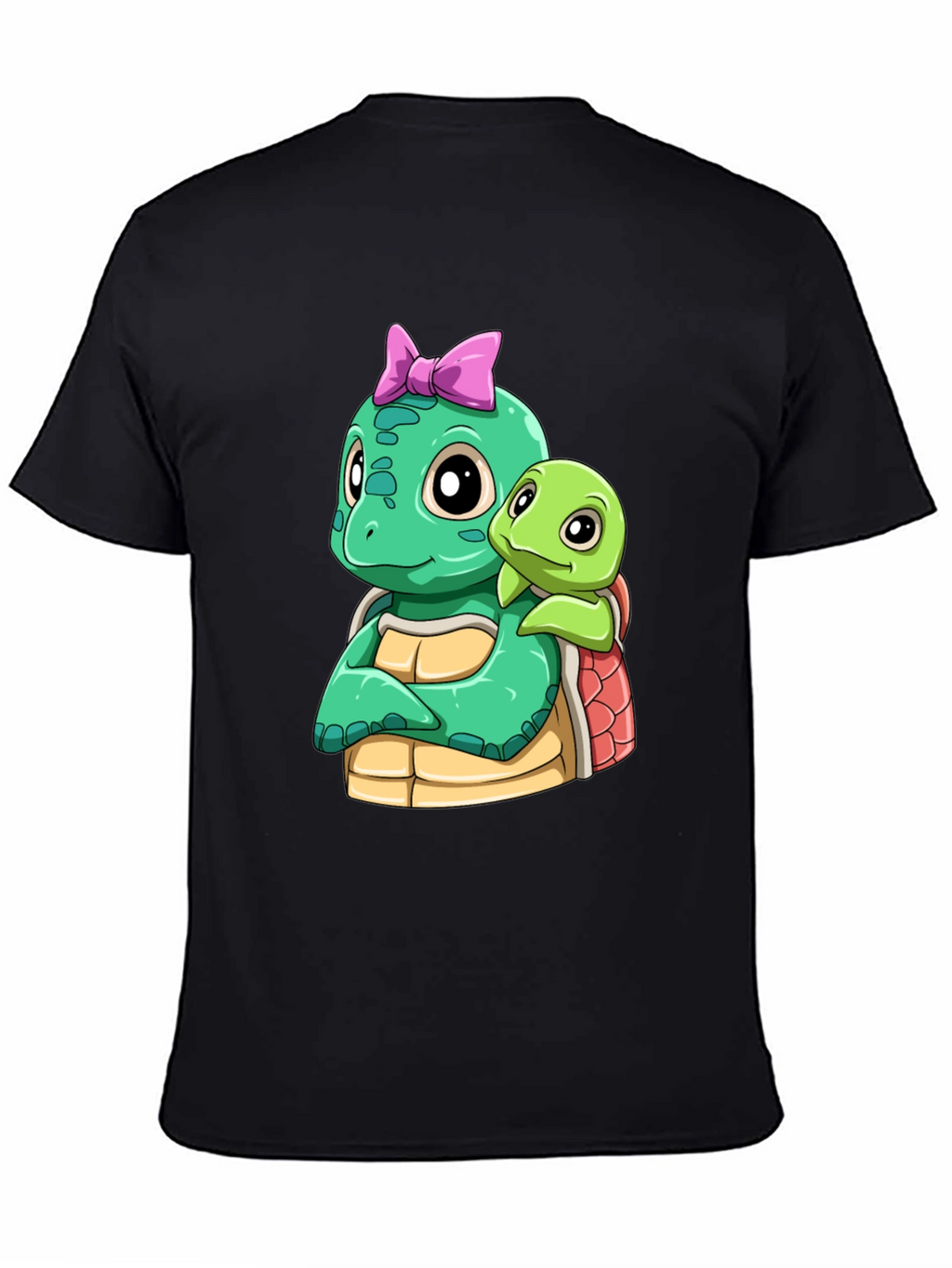 Cute Turtle Graphic Black T-Shirt
