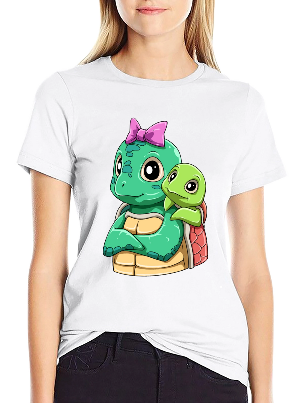 Cute Turtle Graphic Black T-Shirt