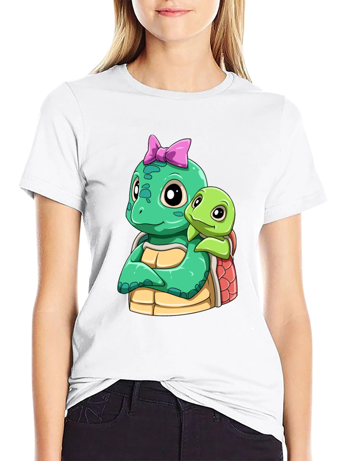 Cute Turtle Graphic Black T-Shirt