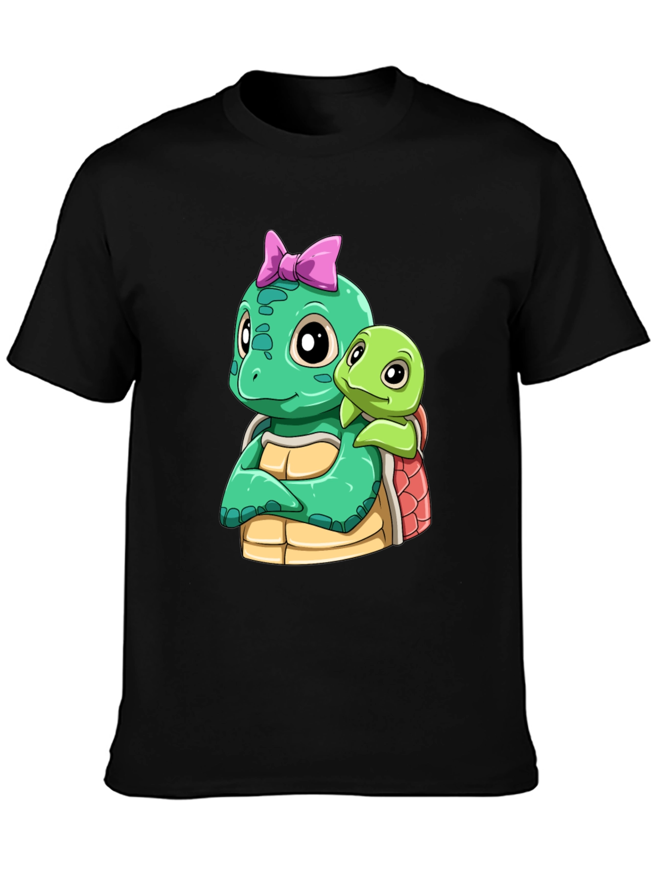 Cute Turtle Graphic Black T-Shirt