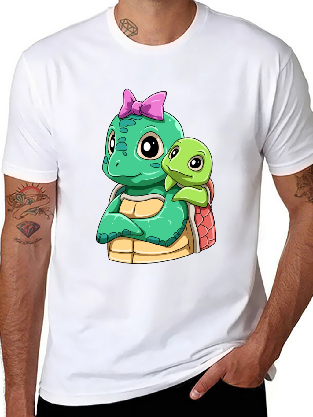 Cute Turtle Graphic Black T-Shirt
