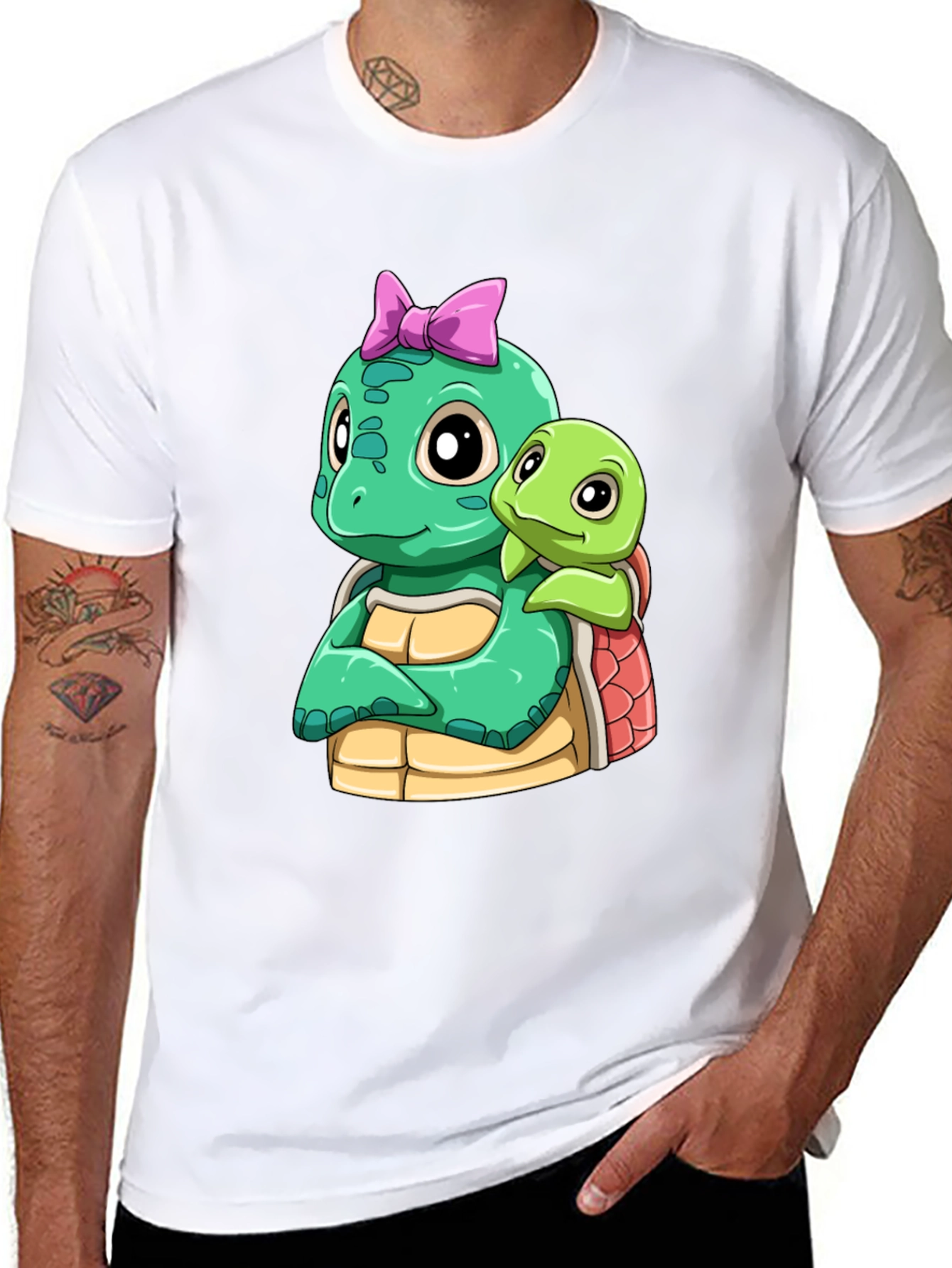 Cute Turtle Graphic Black T-Shirt