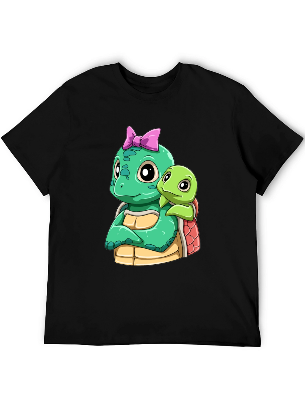 Cute Turtle Graphic Black T-Shirt