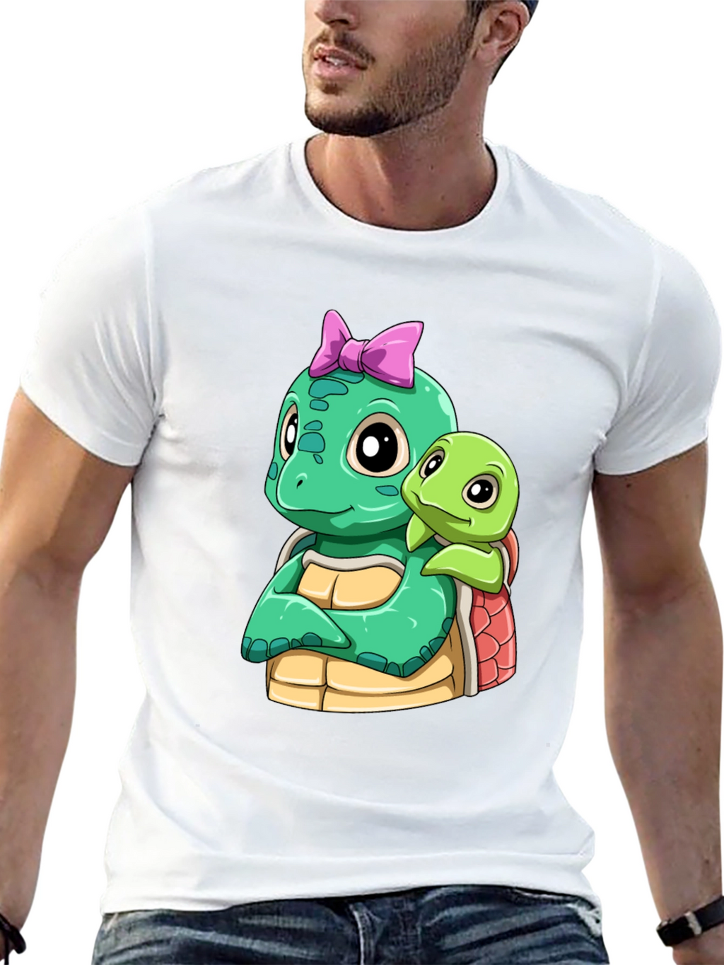 Cute Turtle Graphic Black T-Shirt