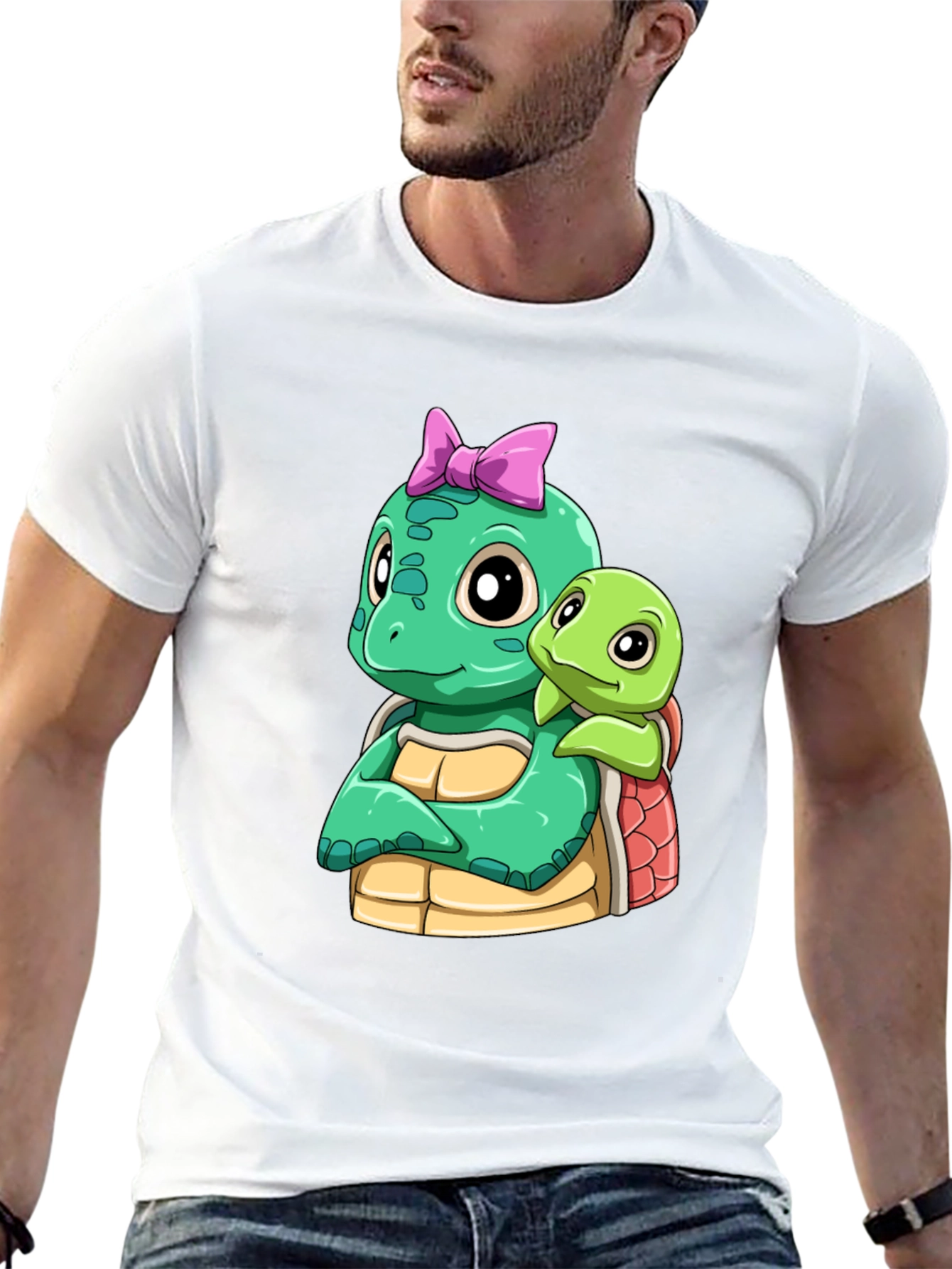 Cute Turtle Graphic Black T-Shirt
