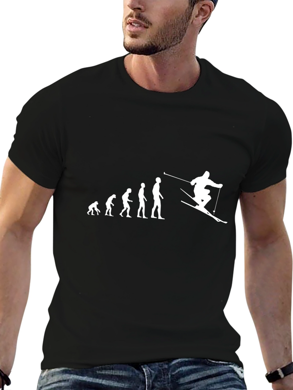 Evolution of Skiing Graphic T-Shirt