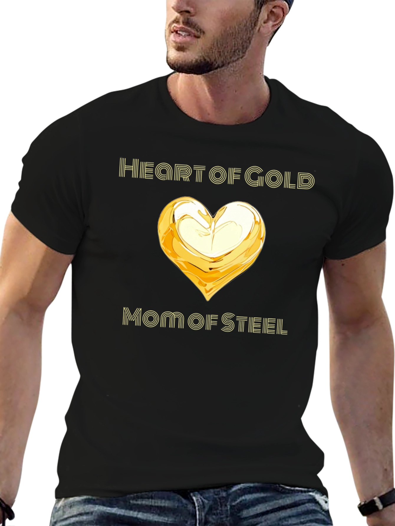 Heart of Gold Mom of Steel T-Shirt - Black