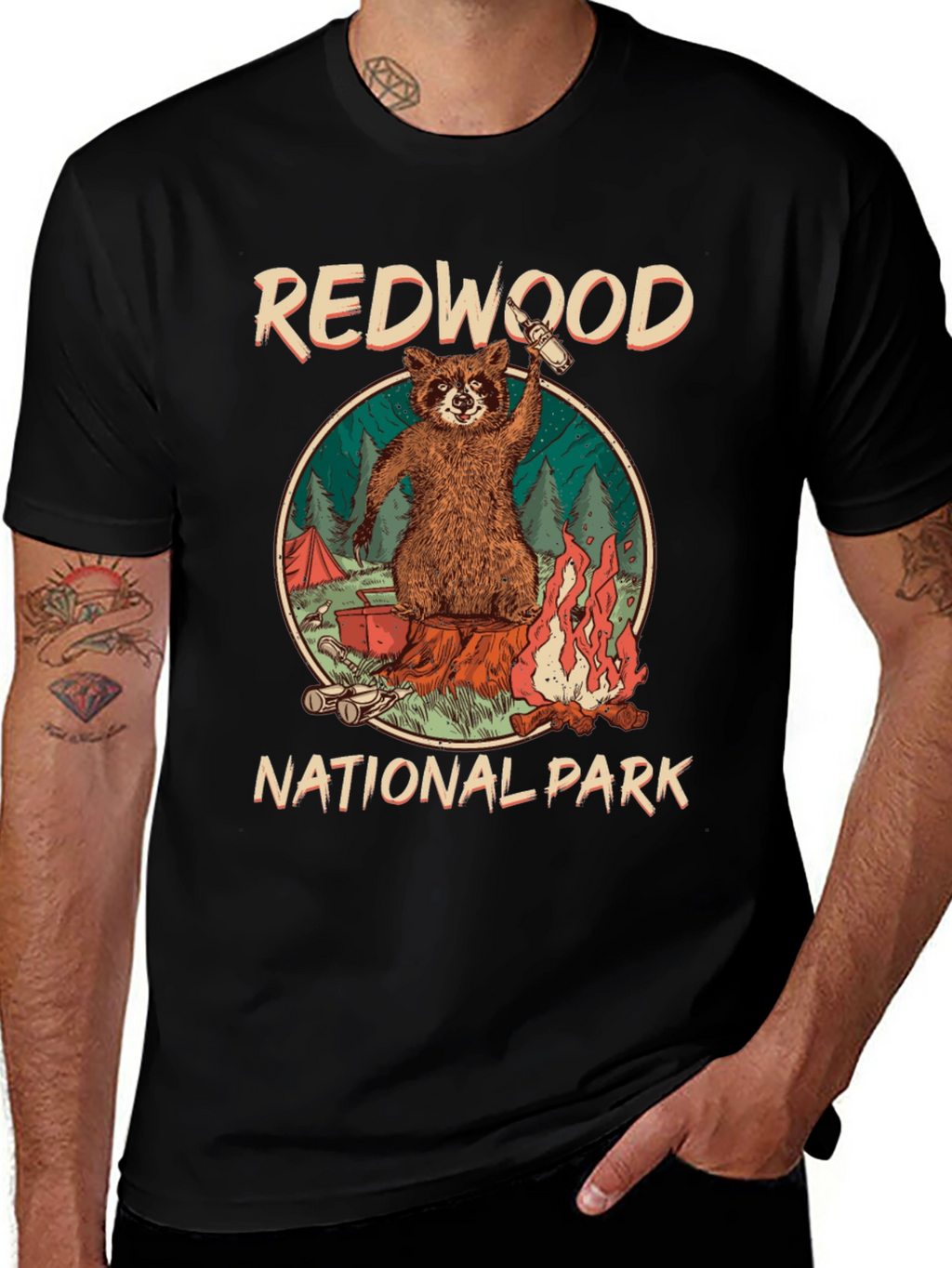 Redwood National Park Raccoon Camping T-Shirt