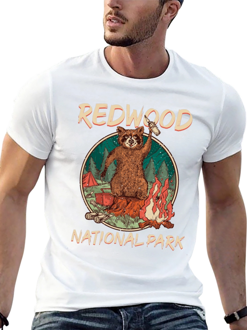 Redwood National Park Raccoon Camping T-Shirt