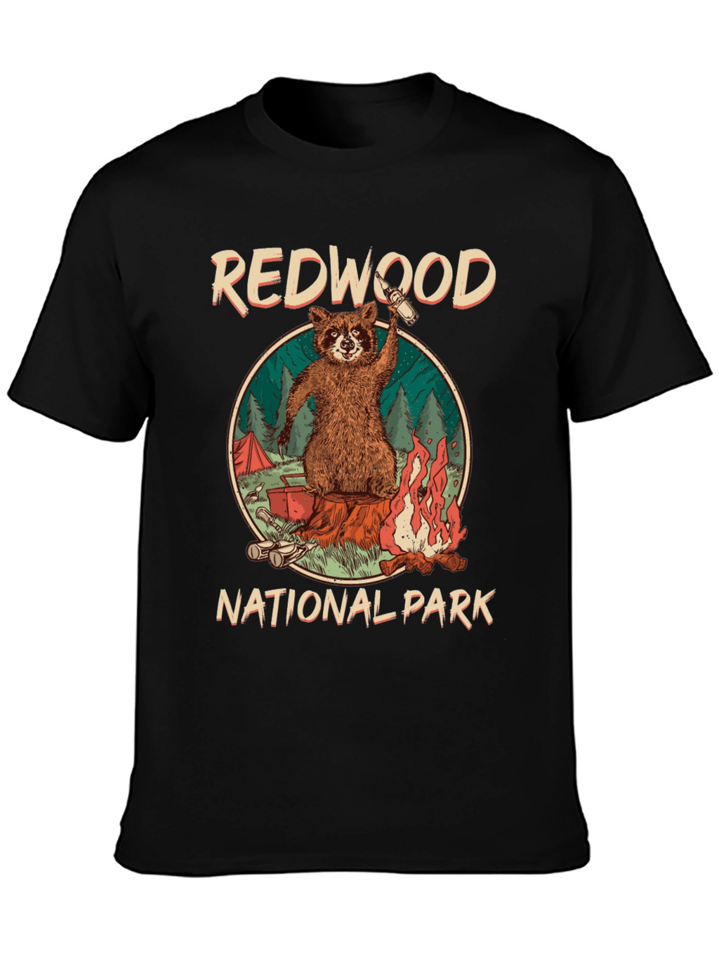 Redwood National Park Raccoon Camping T-Shirt
