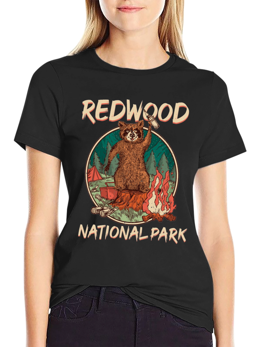 Redwood National Park Raccoon Camping T-Shirt