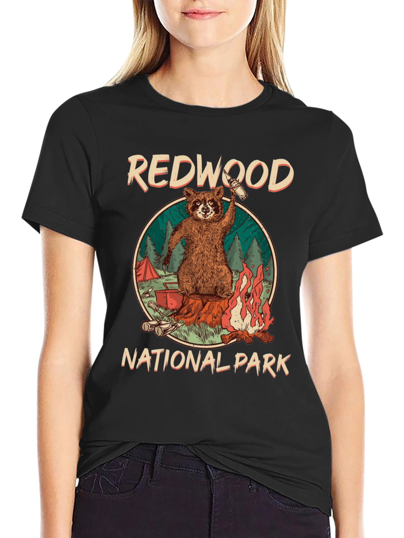 Redwood National Park Raccoon Camping T-Shirt
