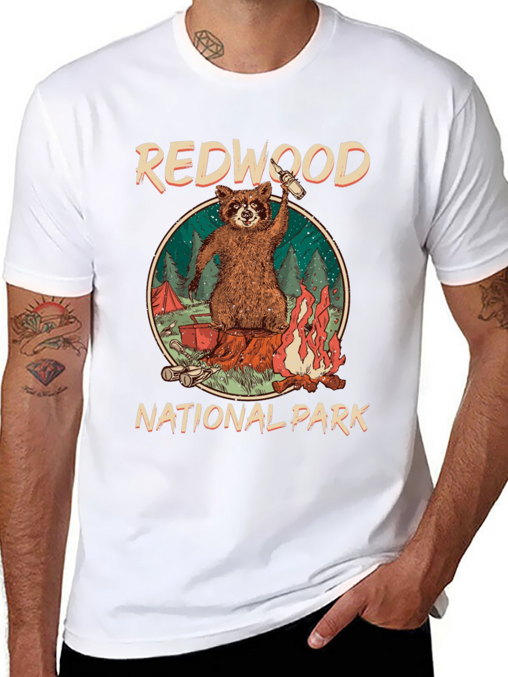 Redwood National Park Raccoon Camping T-Shirt