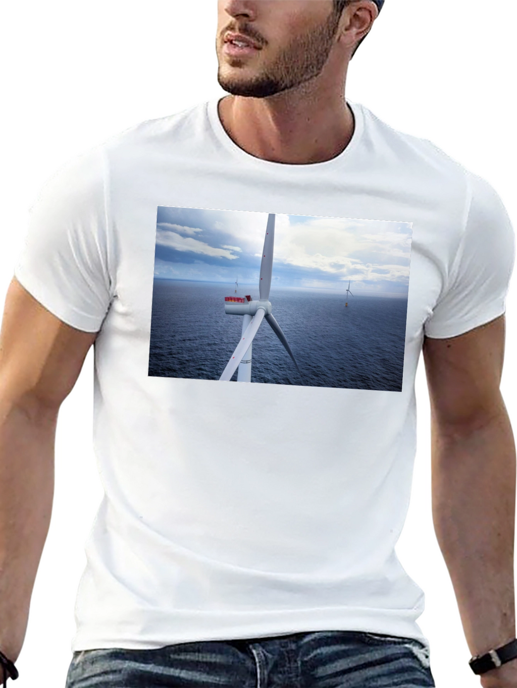 Wind Turbine Ocean Graphic T-Shirt