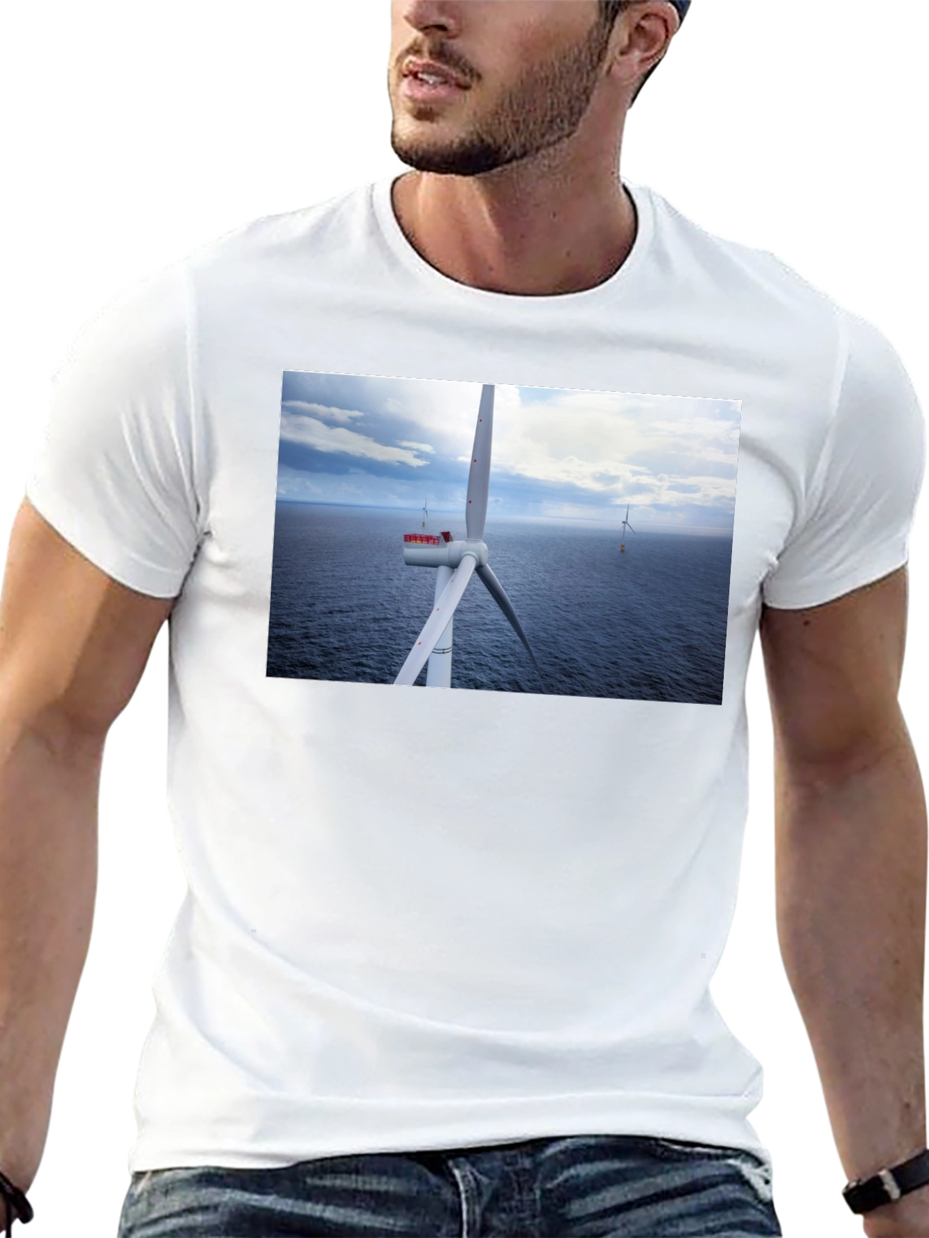 Wind Turbine Ocean Graphic T-Shirt