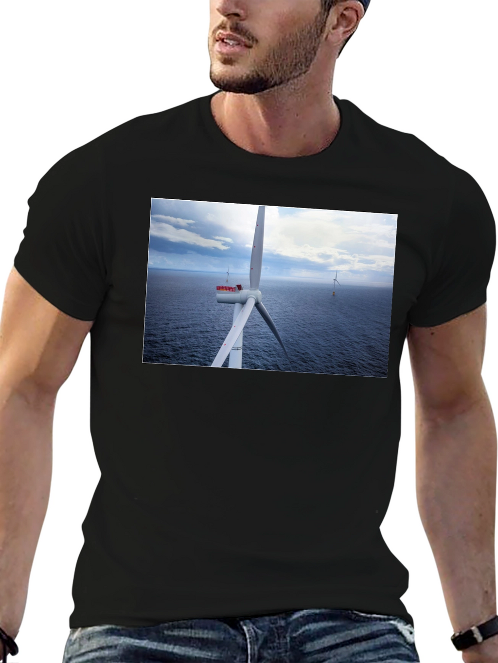Wind Turbine Ocean Graphic T-Shirt