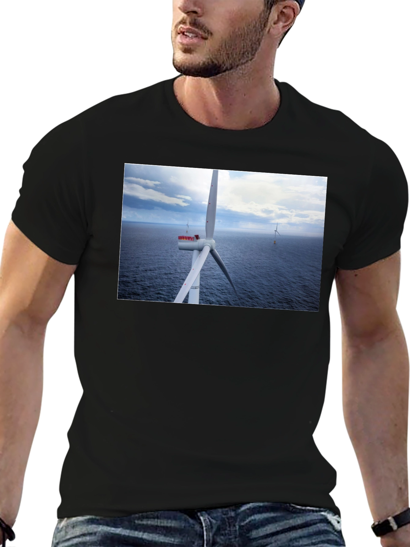 Wind Turbine Ocean Graphic T-Shirt