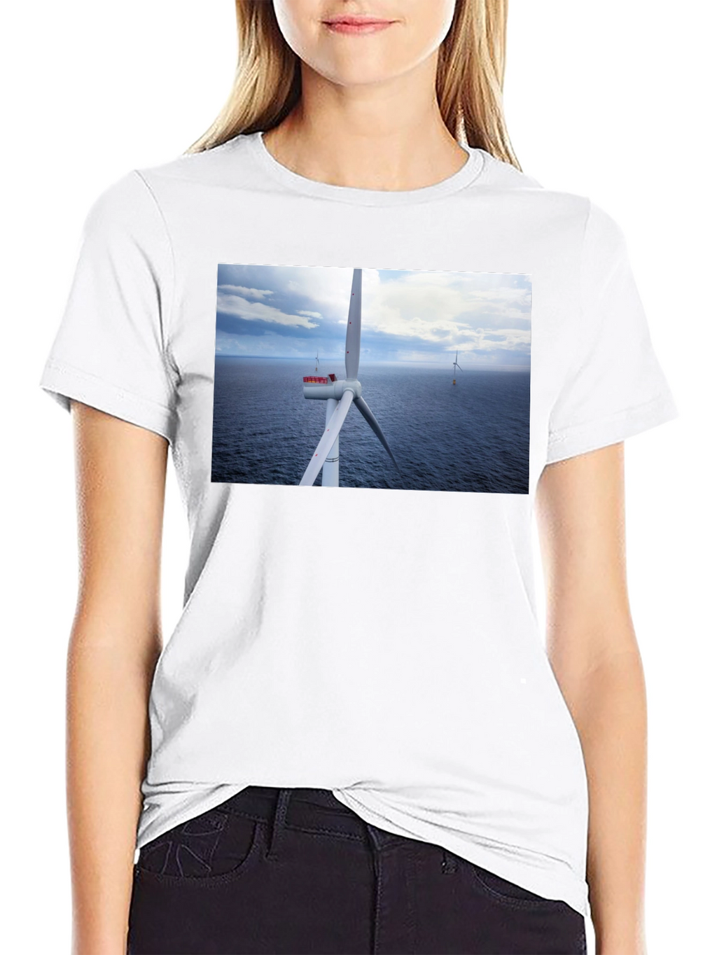 Wind Turbine Ocean Graphic T-Shirt