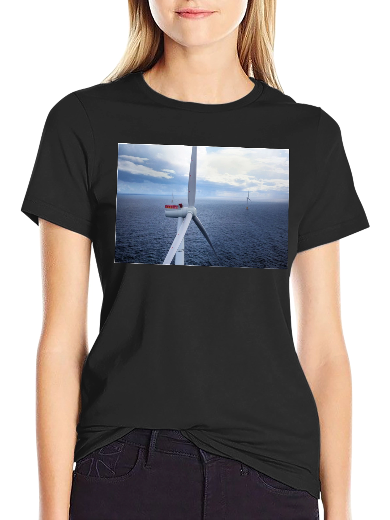 Wind Turbine Ocean Graphic T-Shirt