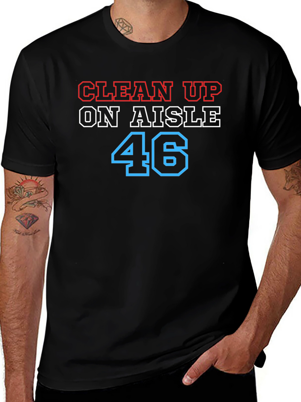 Clean Up on Aisle 46 Black Graphic Tee