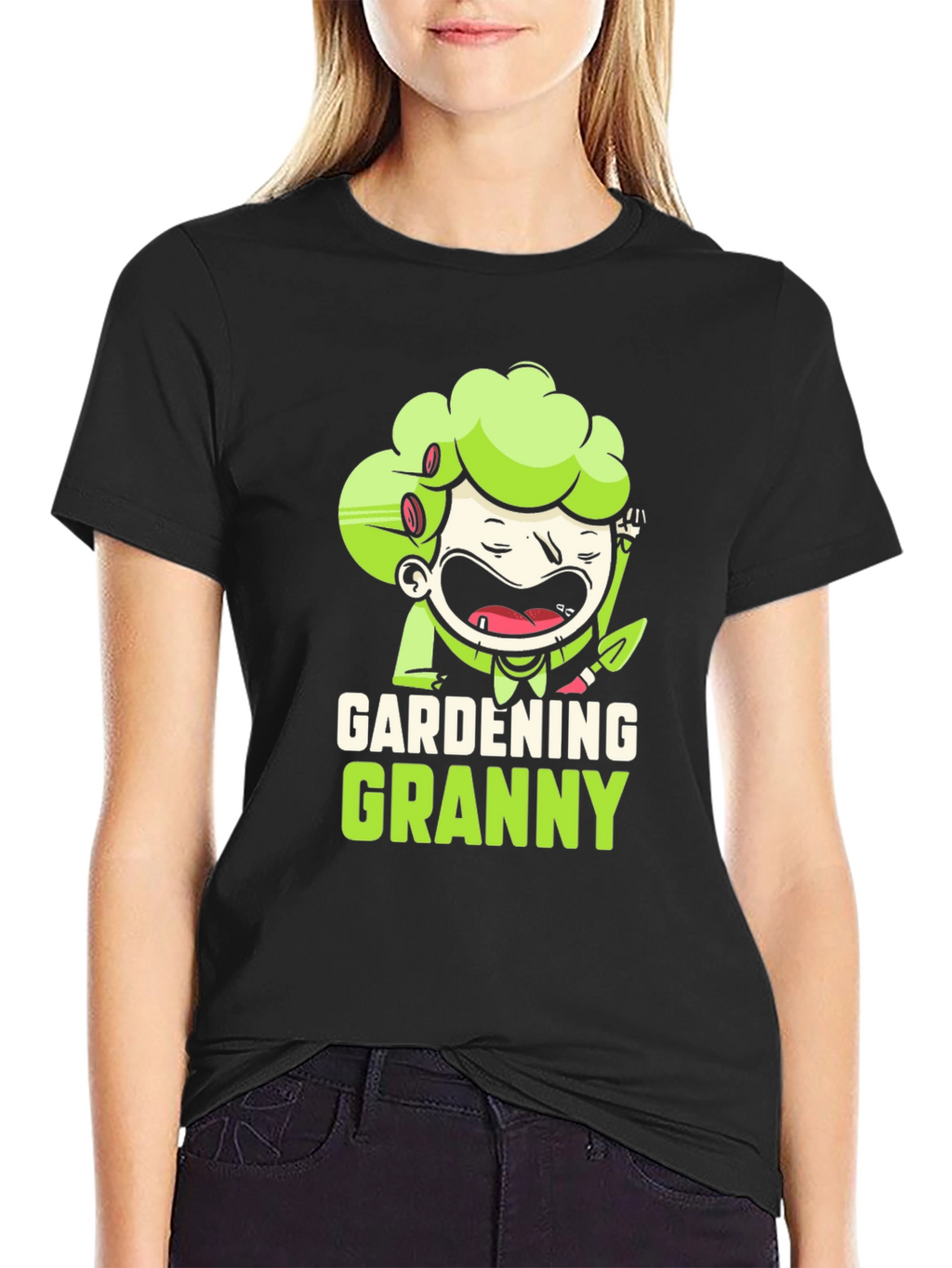 Gardening Granny Black Graphic T-Shirt