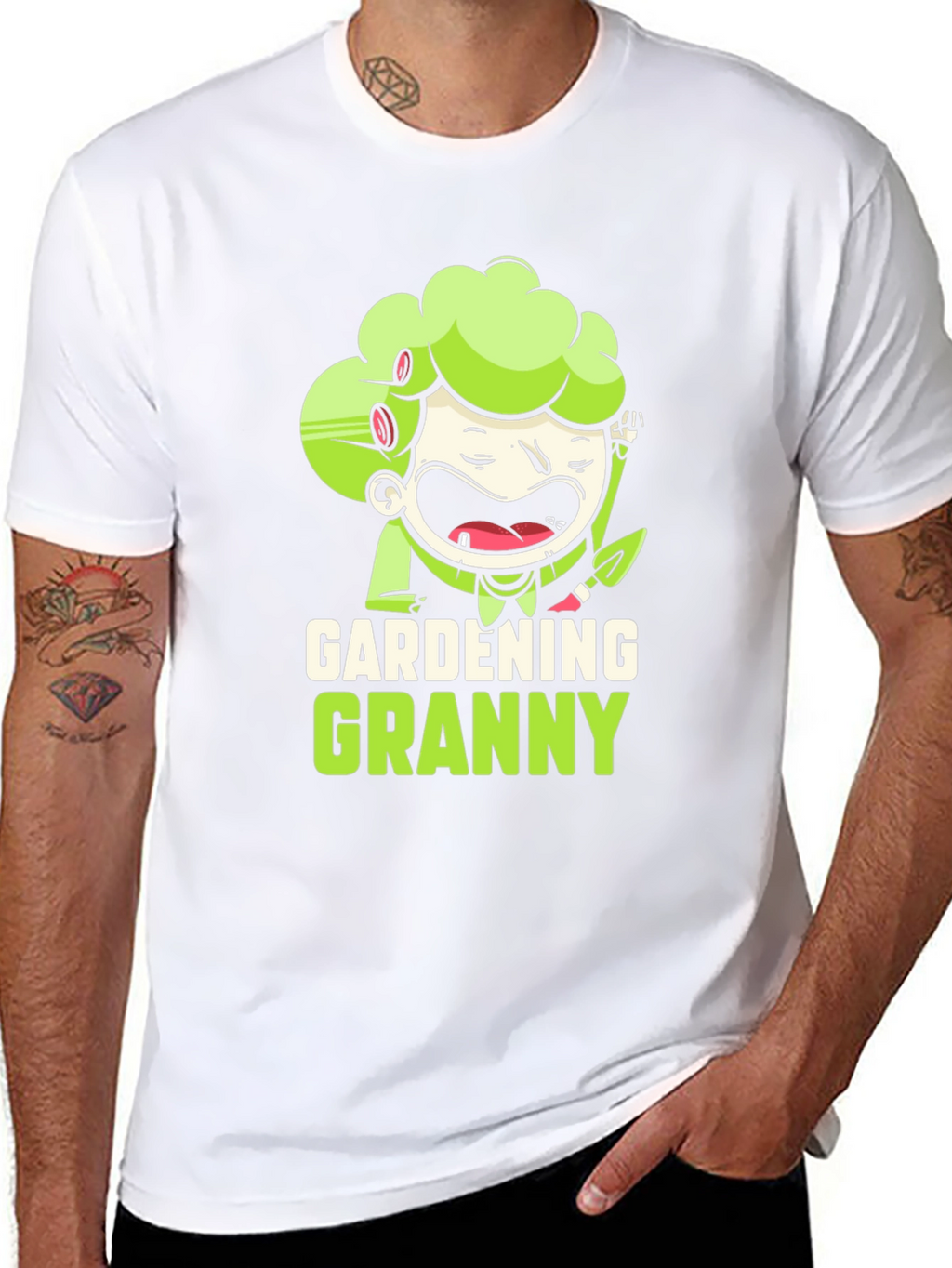 Gardening Granny Black Graphic T-Shirt