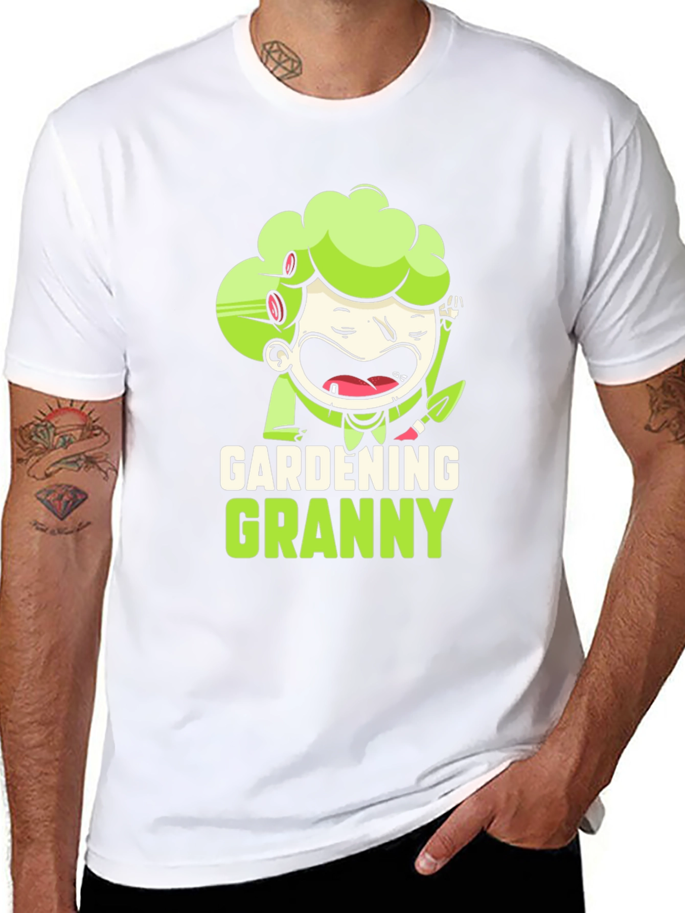 Gardening Granny Black Graphic T-Shirt