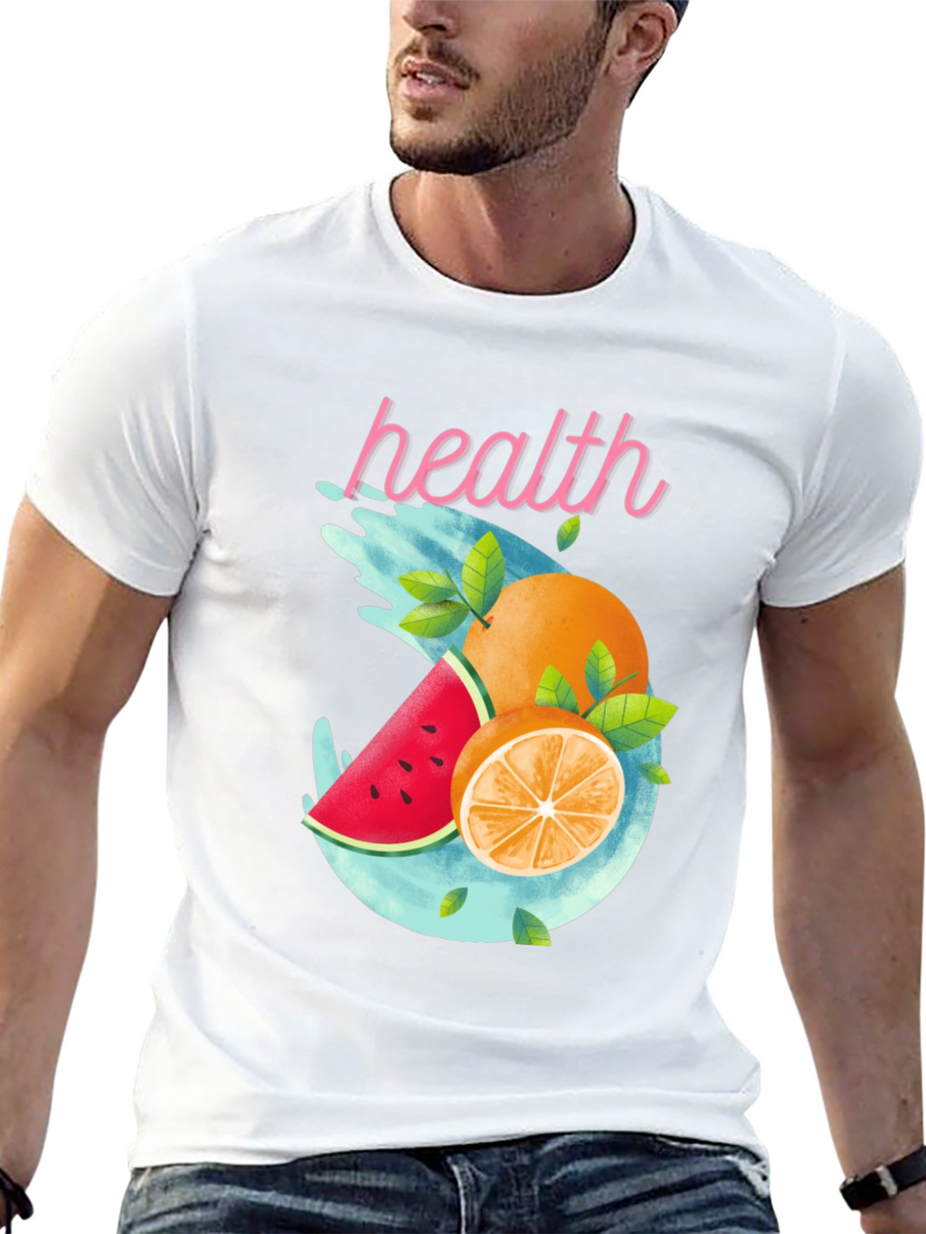 Health Fruit T-Shirt: Watermelon Orange Graphic Tee