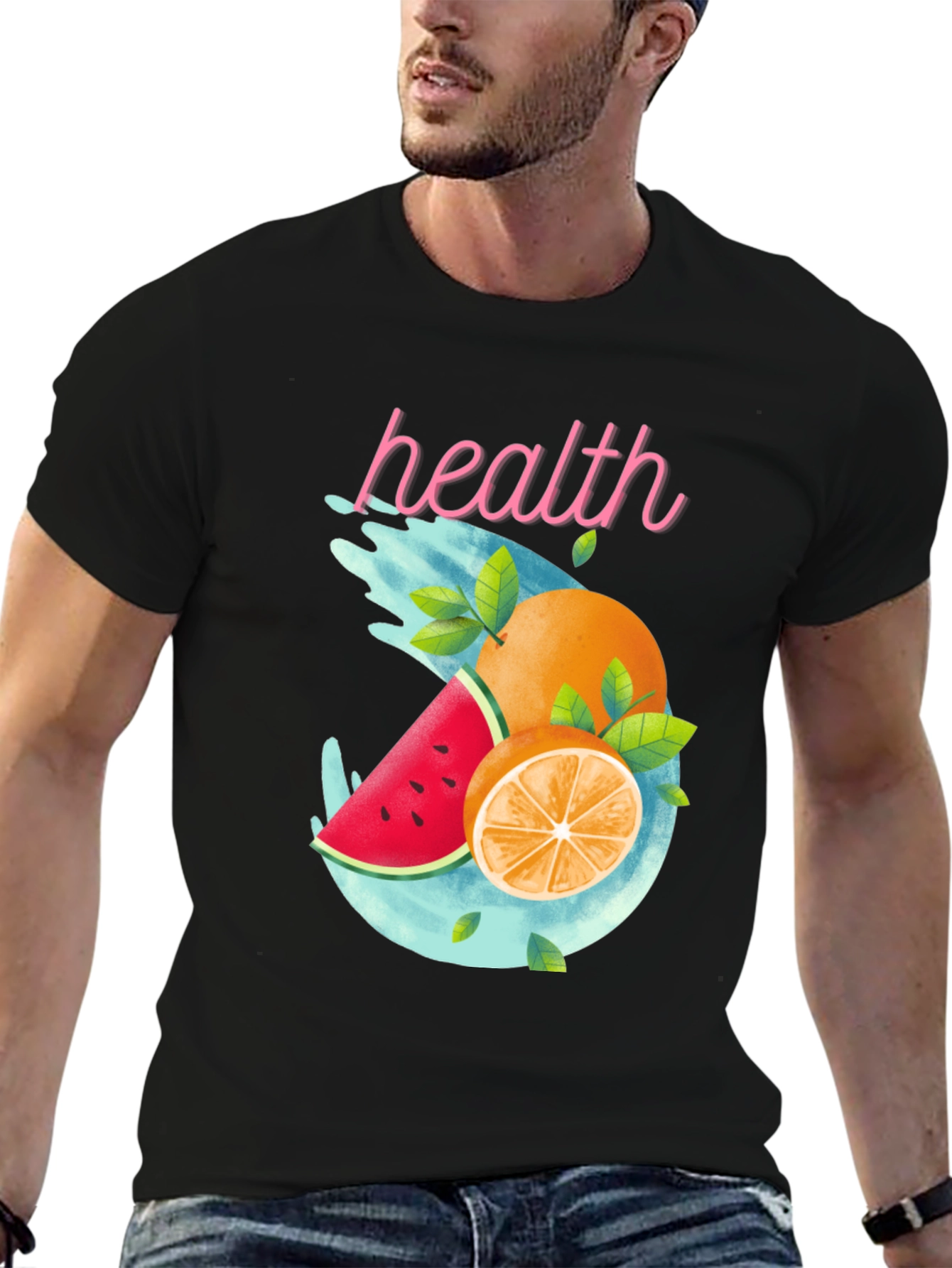 Health Fruit T-Shirt: Watermelon Orange Graphic Tee
