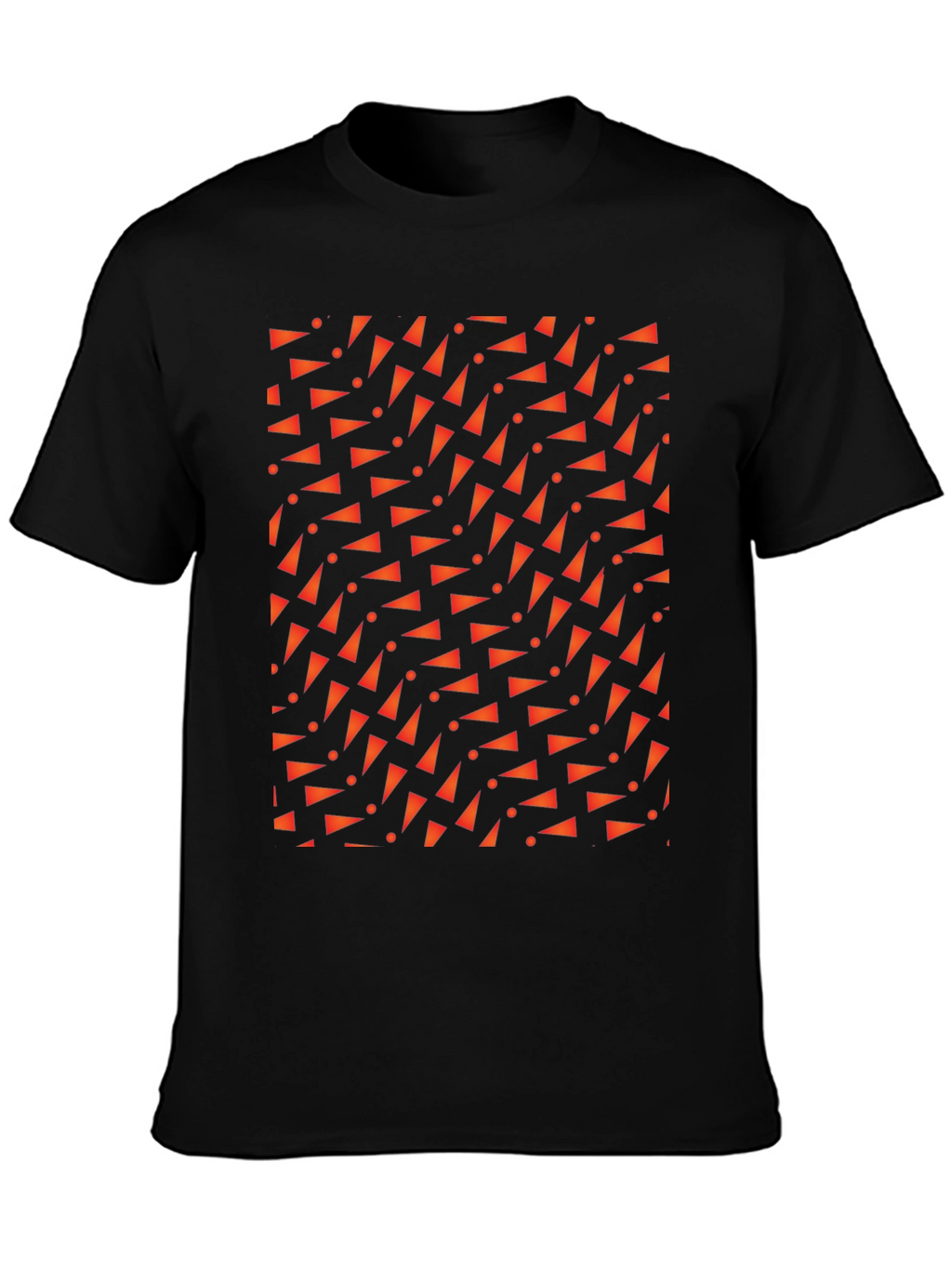 Geometric Triangle Pattern Black T-Shirt
