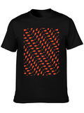 Geometric Triangle Pattern Black T-Shirt