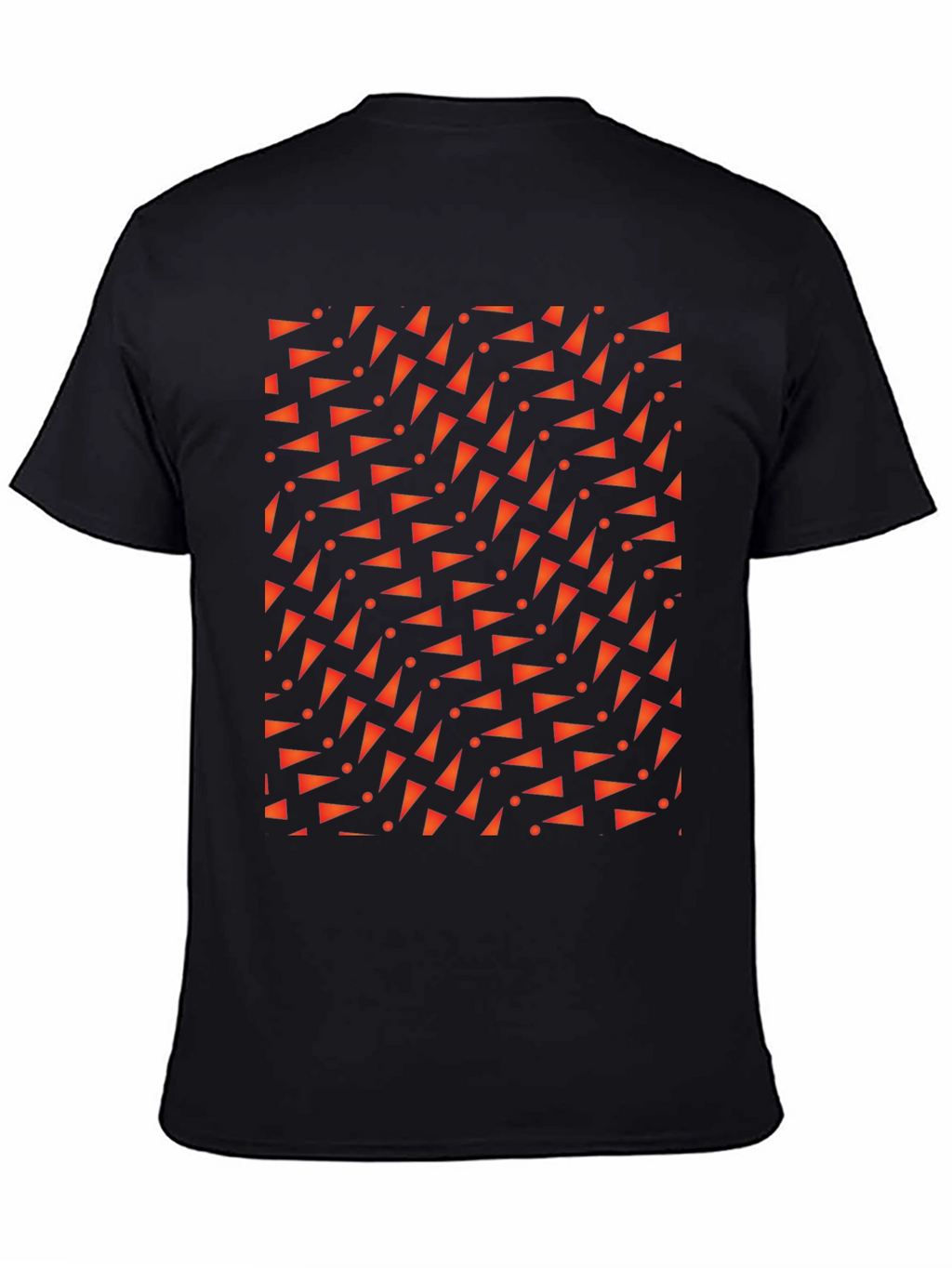 Geometric Triangle Pattern Black T-Shirt