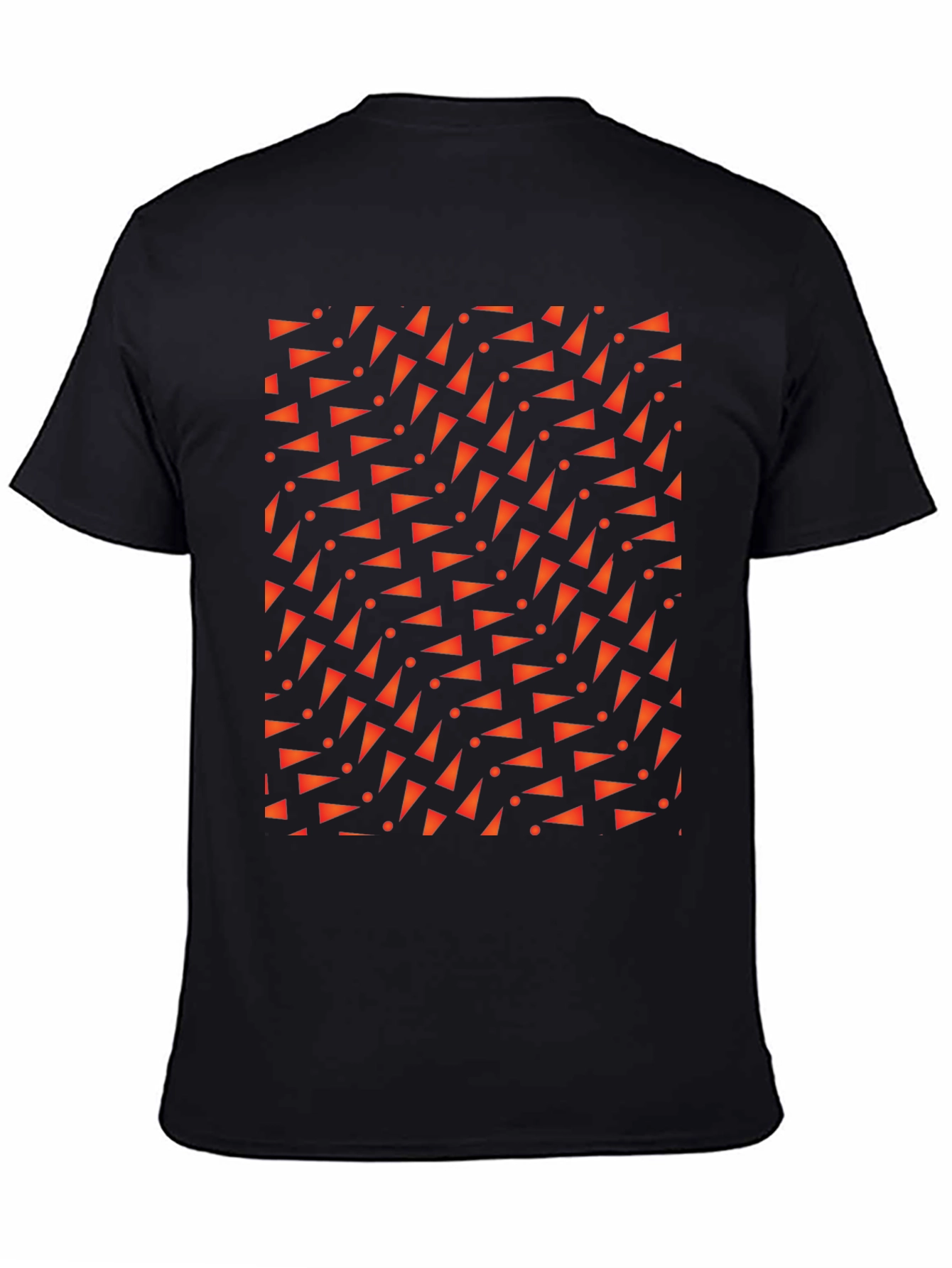 Geometric Triangle Pattern Black T-Shirt