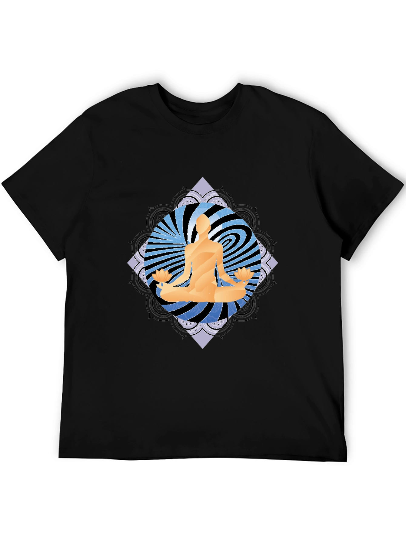 Yoga Meditation Graphic Tee - Mens Black T-Shirt