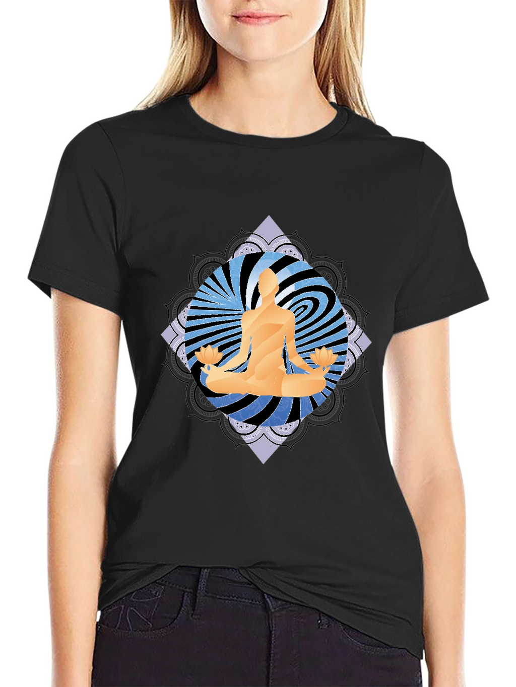 Yoga Meditation Graphic Tee - Mens Black T-Shirt