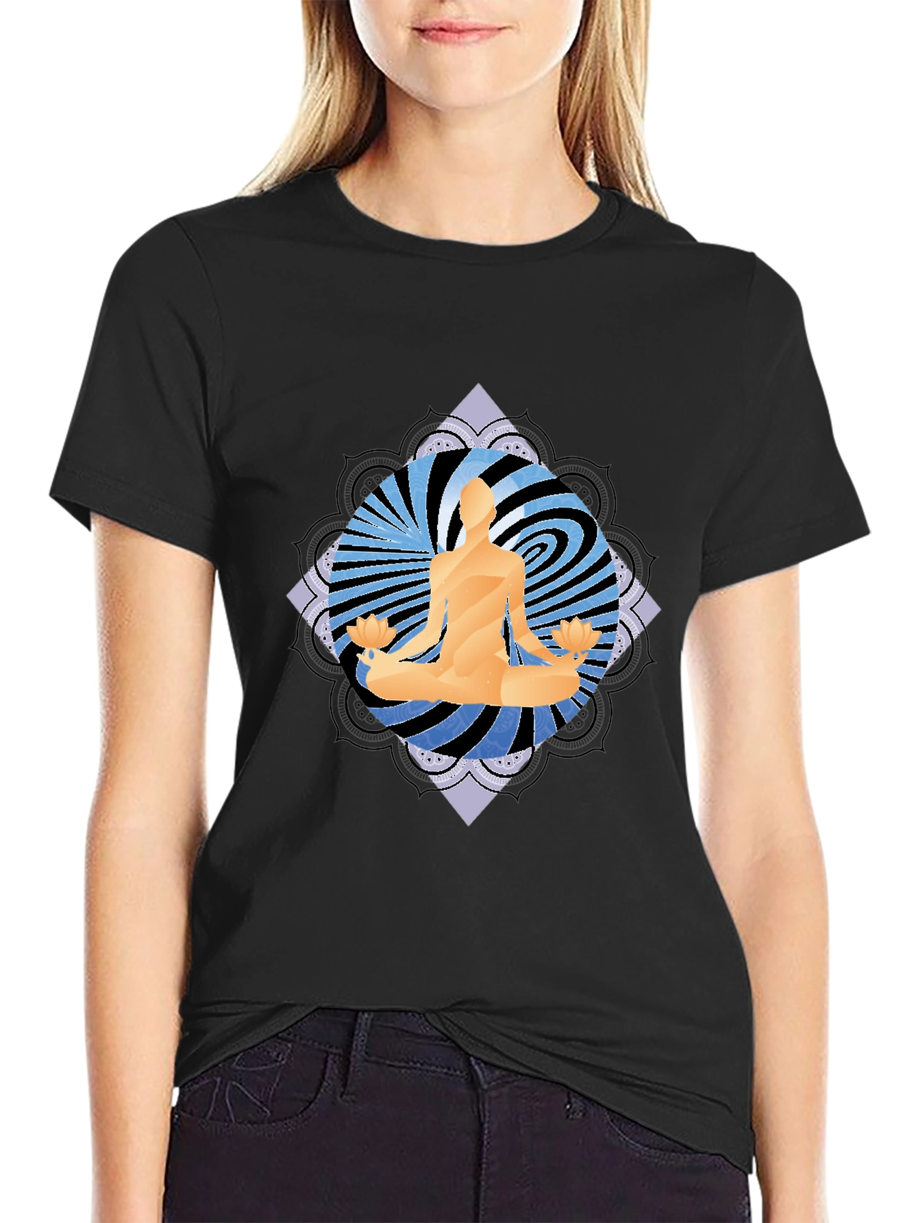 Yoga Meditation Graphic Tee - Mens Black T-Shirt