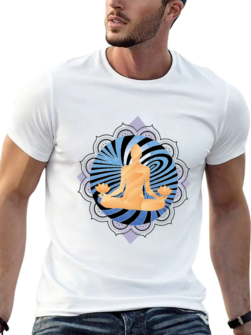 Yoga Meditation Graphic Tee - Mens Black T-Shirt