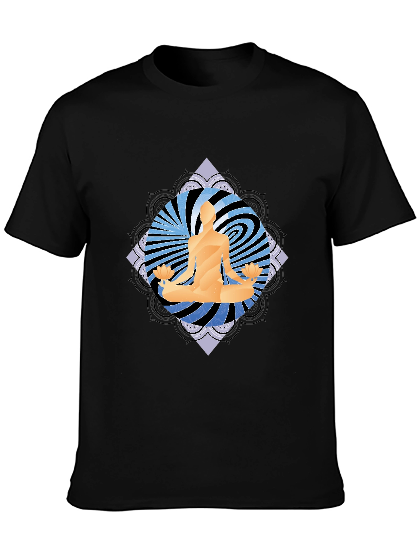 Yoga Meditation Graphic Tee - Mens Black T-Shirt