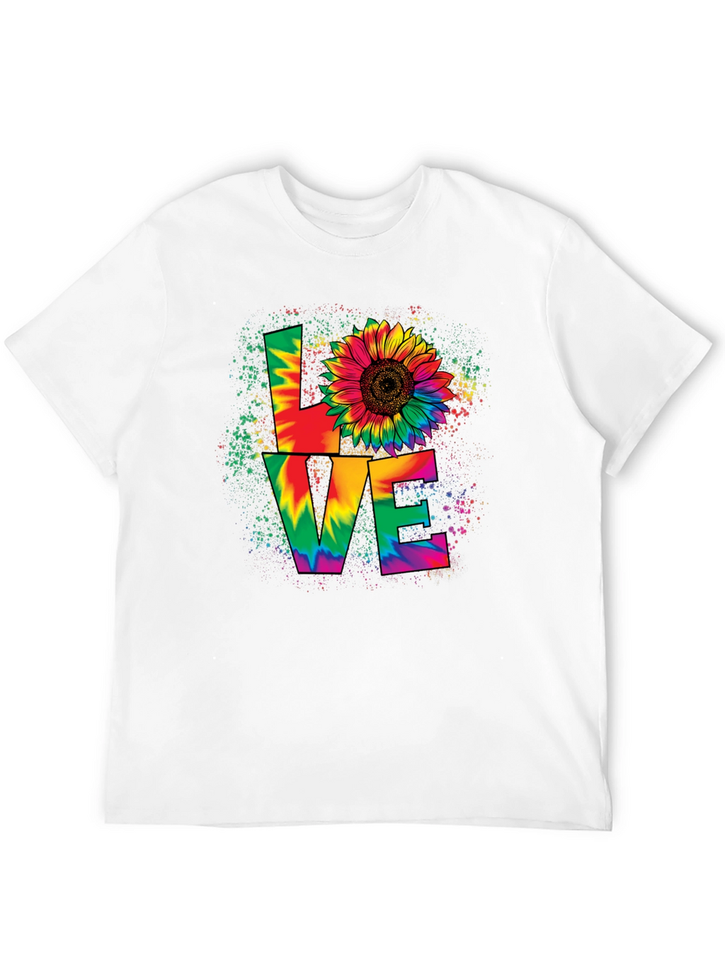 Tie-Dye Love Sunflower Graphic T-Shirt