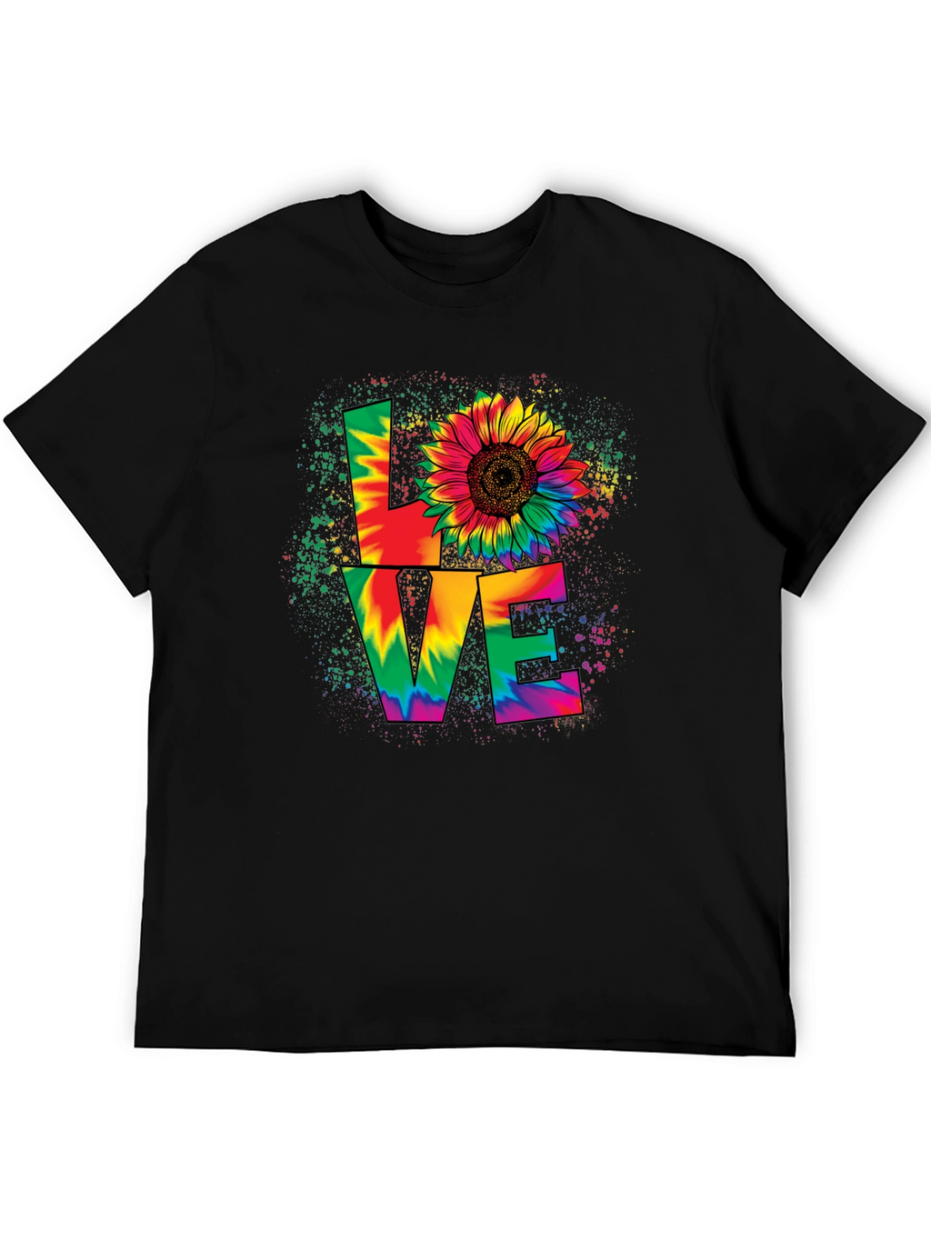 Tie-Dye Love Sunflower Graphic T-Shirt