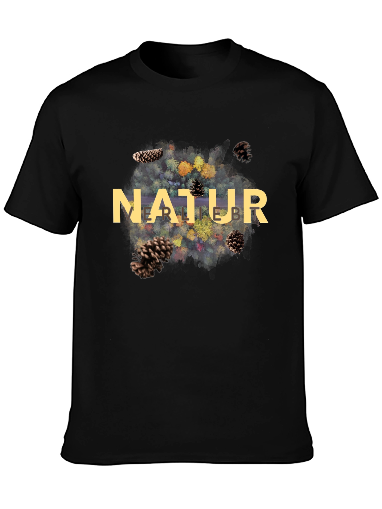 Natur Pine Cone Graphic Black T-Shirt