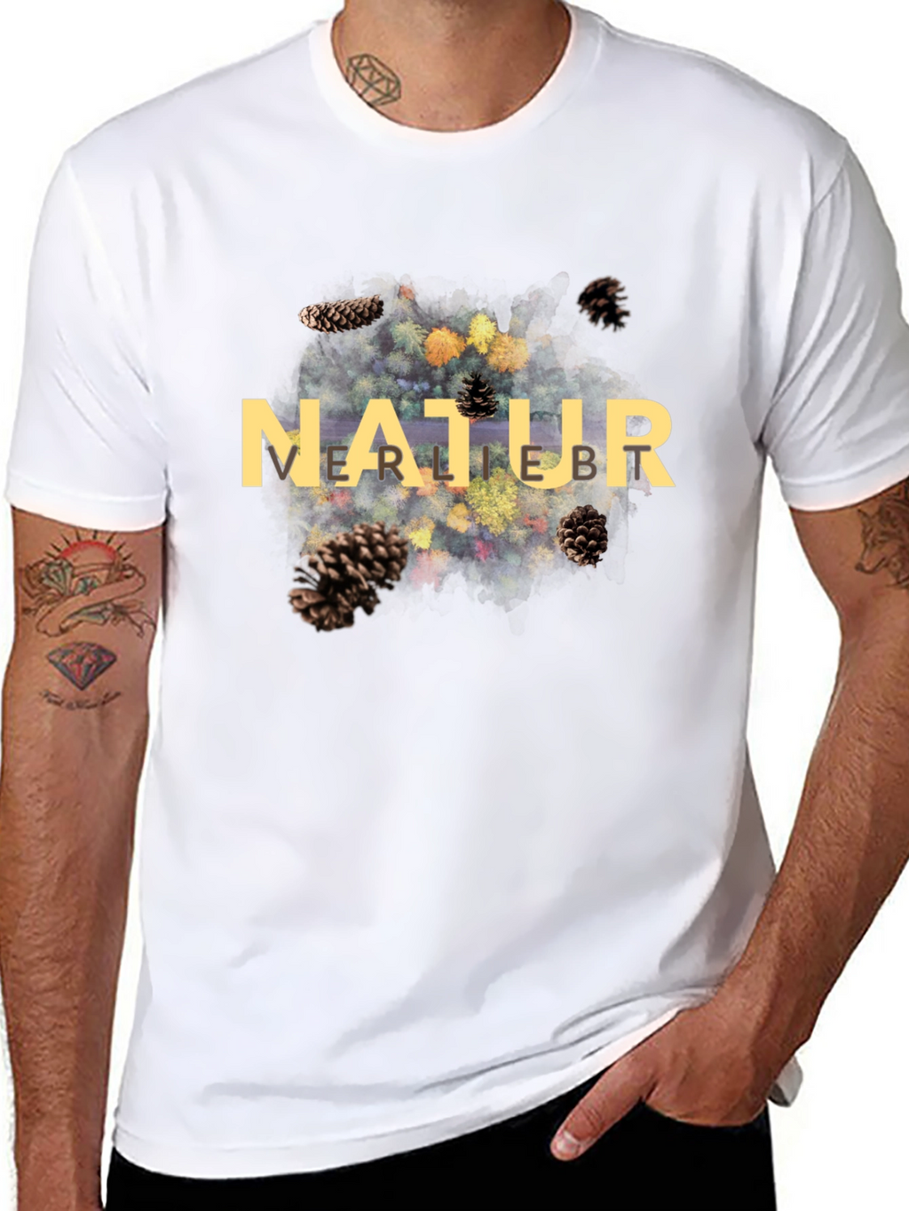 Natur Pine Cone Graphic Black T-Shirt