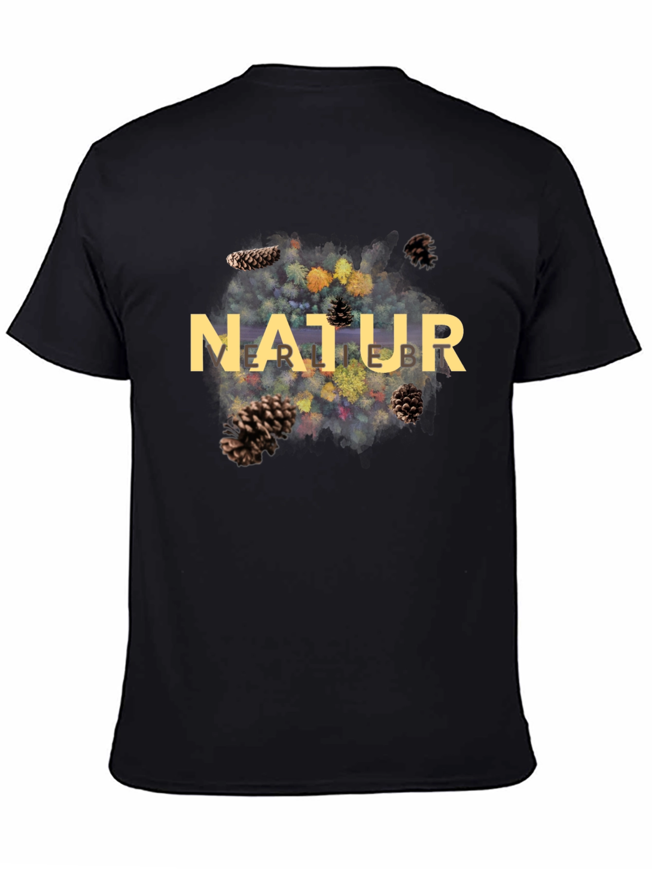 Natur Pine Cone Graphic Black T-Shirt