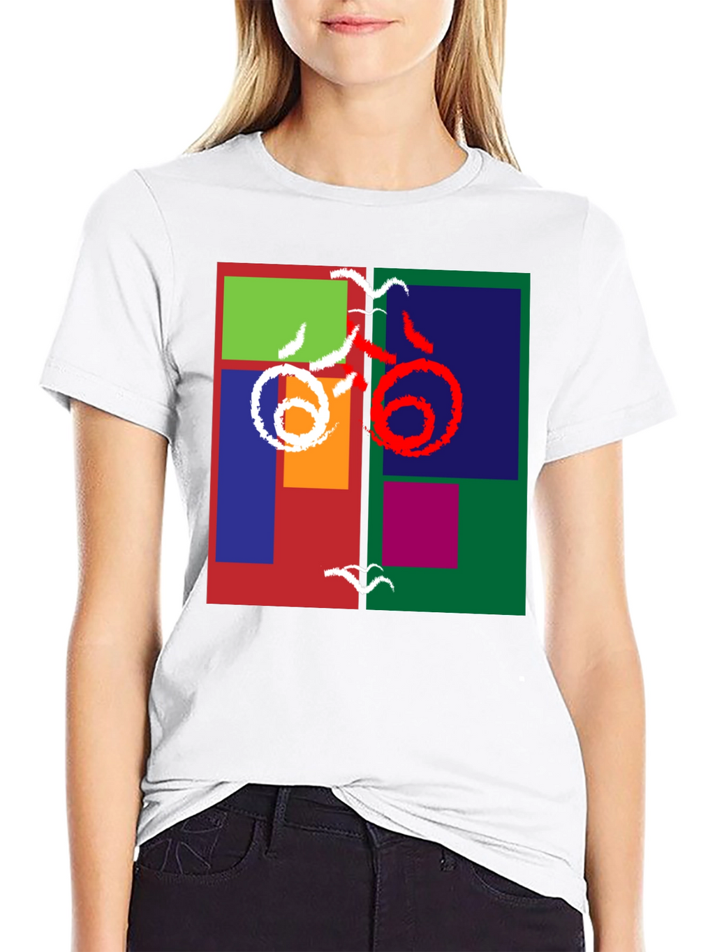 Abstract Block Print Tee - Modern Art Shirt