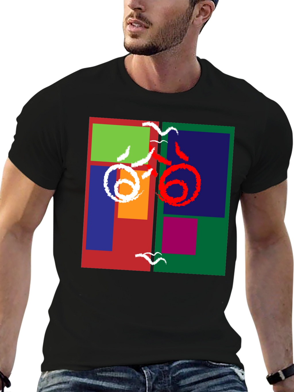 Abstract Block Print Tee - Modern Art Shirt