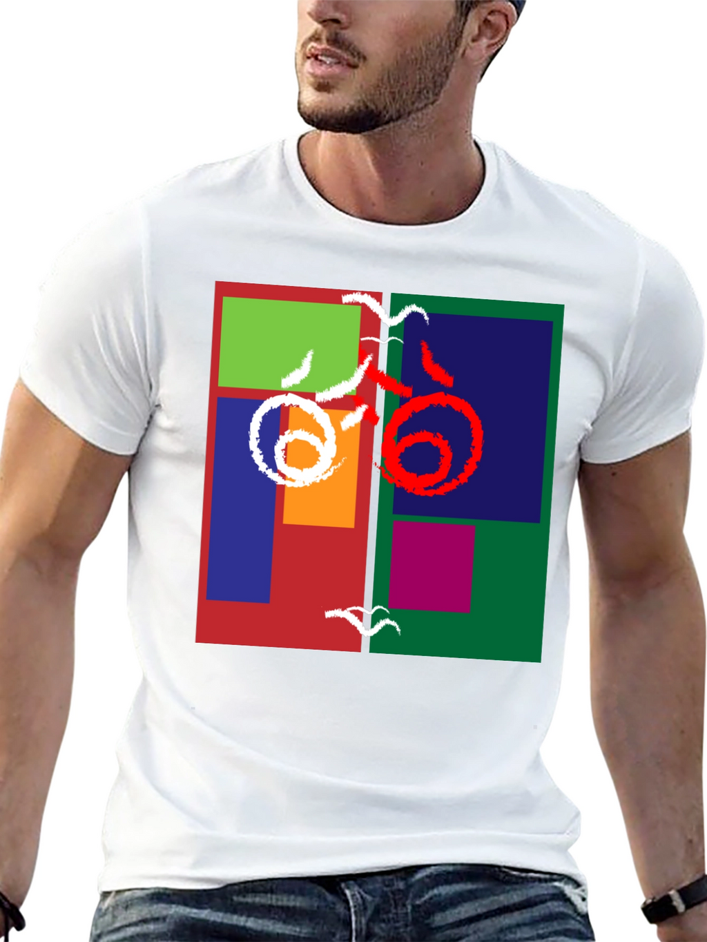 Abstract Block Print Tee - Modern Art Shirt