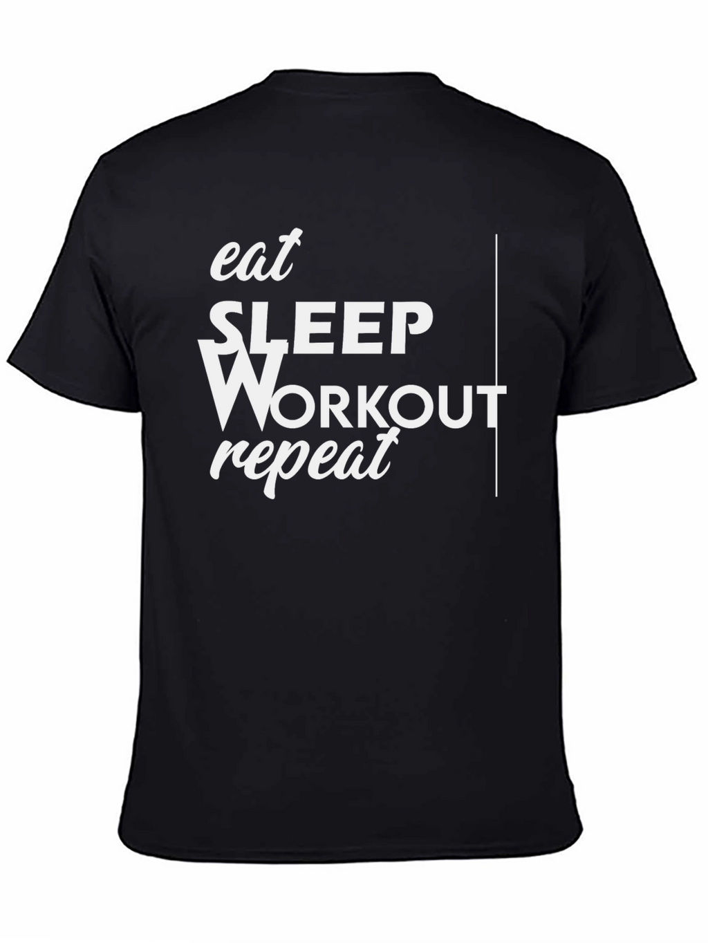 Eat Sleep Workout Repeat Black Graphic Tee